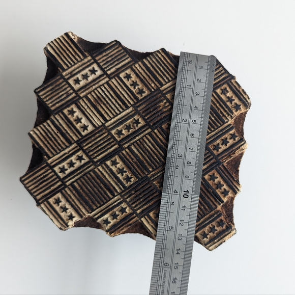 Vintage Hand-Carved Indian Wooden Textile Fabric Printing Block India - Picture 13 of 14